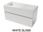 Meuble avec vasque Solid-Surface, finition bois ou couleurs, deux tiroirs à onglet, Largeur 100, 120 et 140 cm, P. 45 cm, Hauteur 56 cm, Stock disponible, LIVRAISON OFFERTE